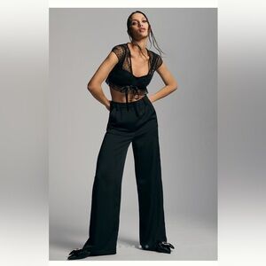 By Anthropologie Mesh Heart Tie Top